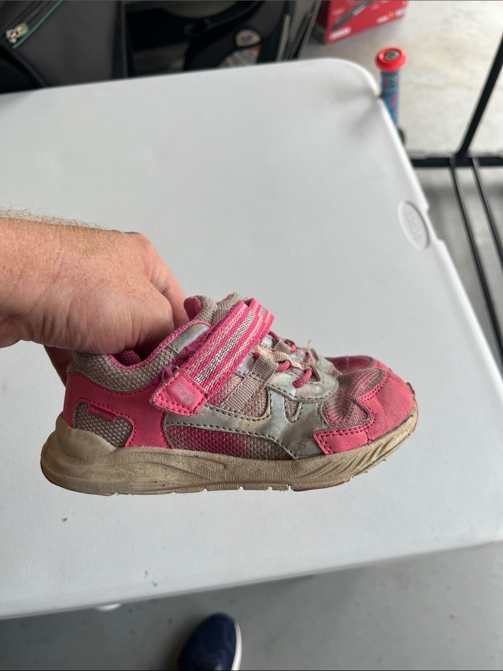 Stride Rite Pink and Gray Hook-and-Loop Kids Sneaker